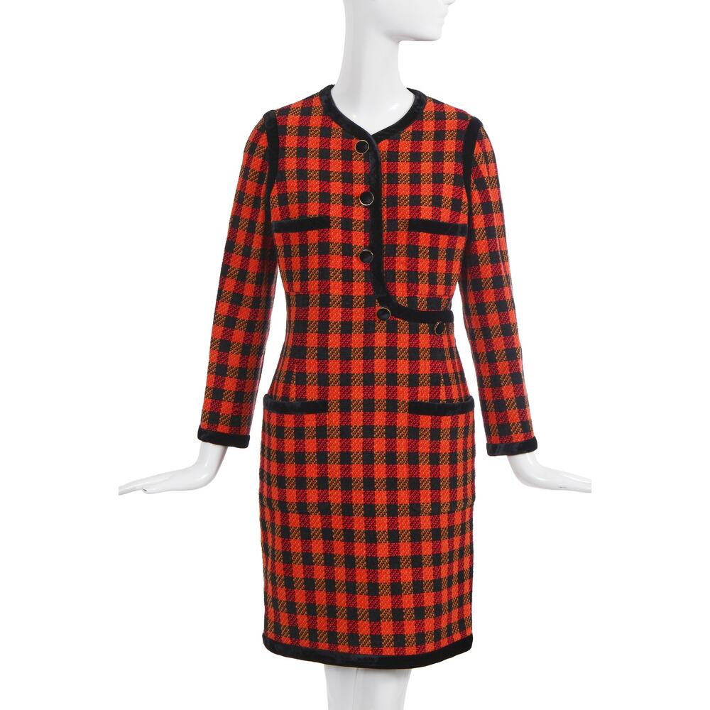 Chanel multicoloured tweed and velvet dress